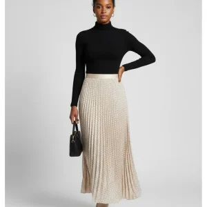 jupe longue plissée beige