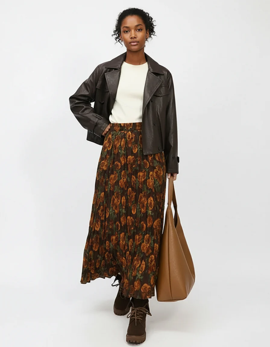 jupe fleurie plissée