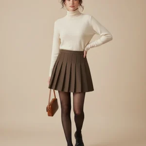 Jupe Plissée Marron Mini Chic originale
