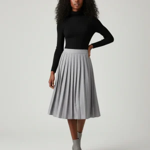 Jupe Plissée gris taille haute chic