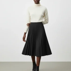 Jupe Plissée Noire Midi Élégante raffinée