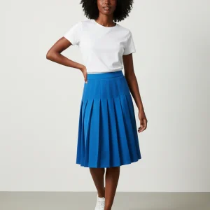 Jupe Plissée bleu midi chic