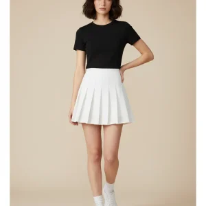 Jupe Plissée Blanche Taille Haute Scolaire