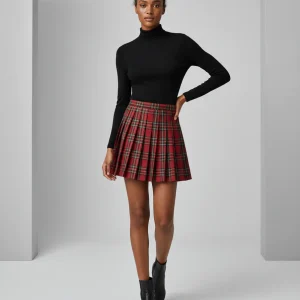 Jupe Plissée mini écossaise rouge chic