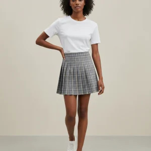 Jupe Plissée Carreaux Grise Mini