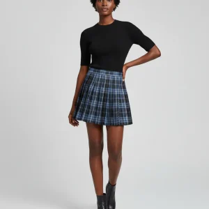 Jupe Plissée mini carreaux bleus chic