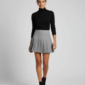 Jupe Plissée grise mini Preppy raffinée délicate