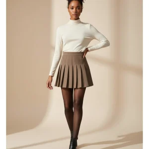 Jupe Plissée Khaki Mini Chic
