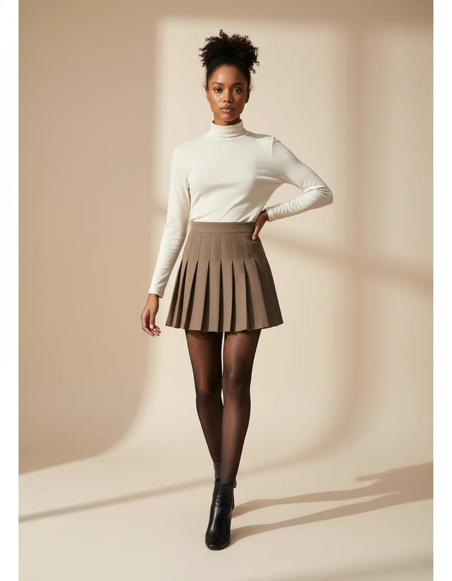Jupe Plissée Khaki Mini Chic