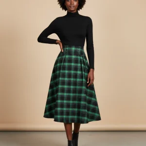 jupe longue plissée boutonnée