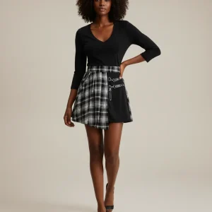 Jupe Plissée écossaise asymétrique chic