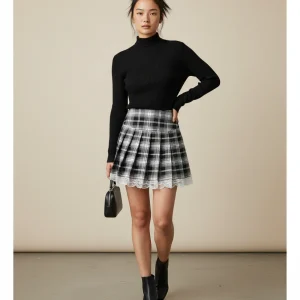 Jupe Plissée Écossaise Dentelle Gothic