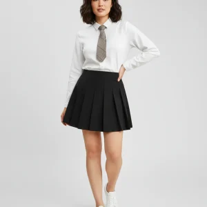 Jupe Plissée Noire Mini Chic quotidienne