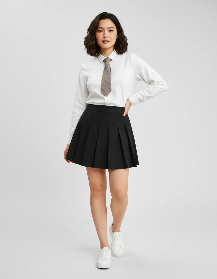 Jupe Plissée Noire Mini Chic quotidienne