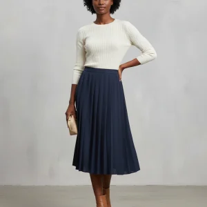 Jupe Plissée Marine Midi Élégante