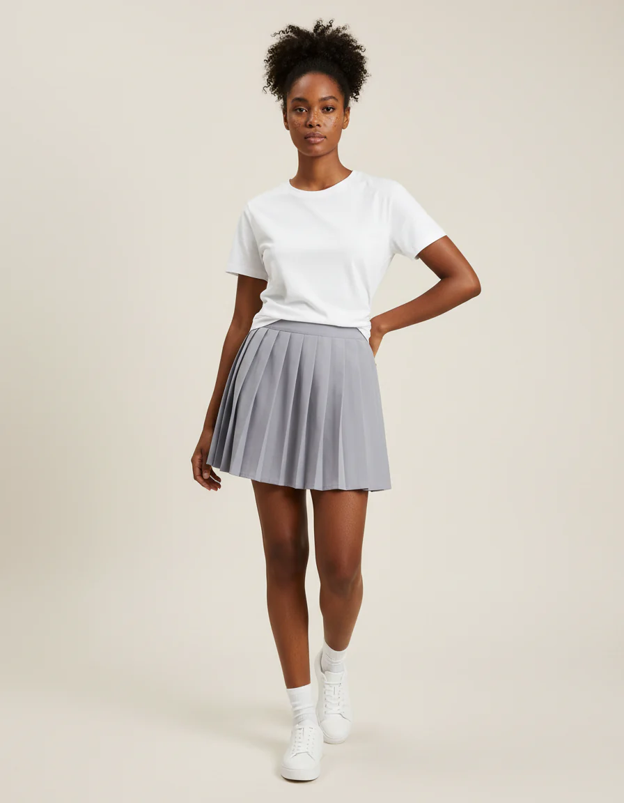 Jupe Plissée grise mini chic urbaine