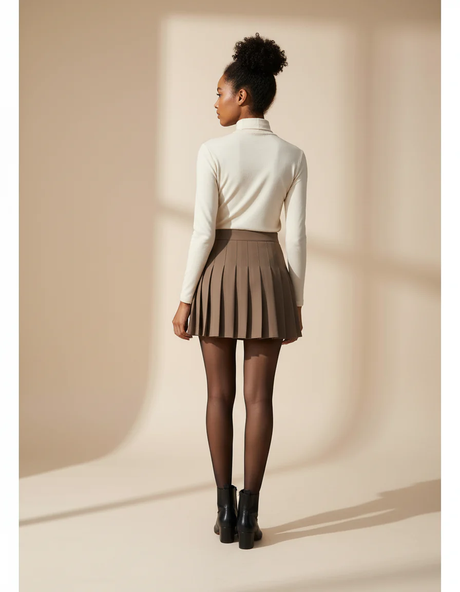Jupe Plissée Khaki Mini Chic – Image 2