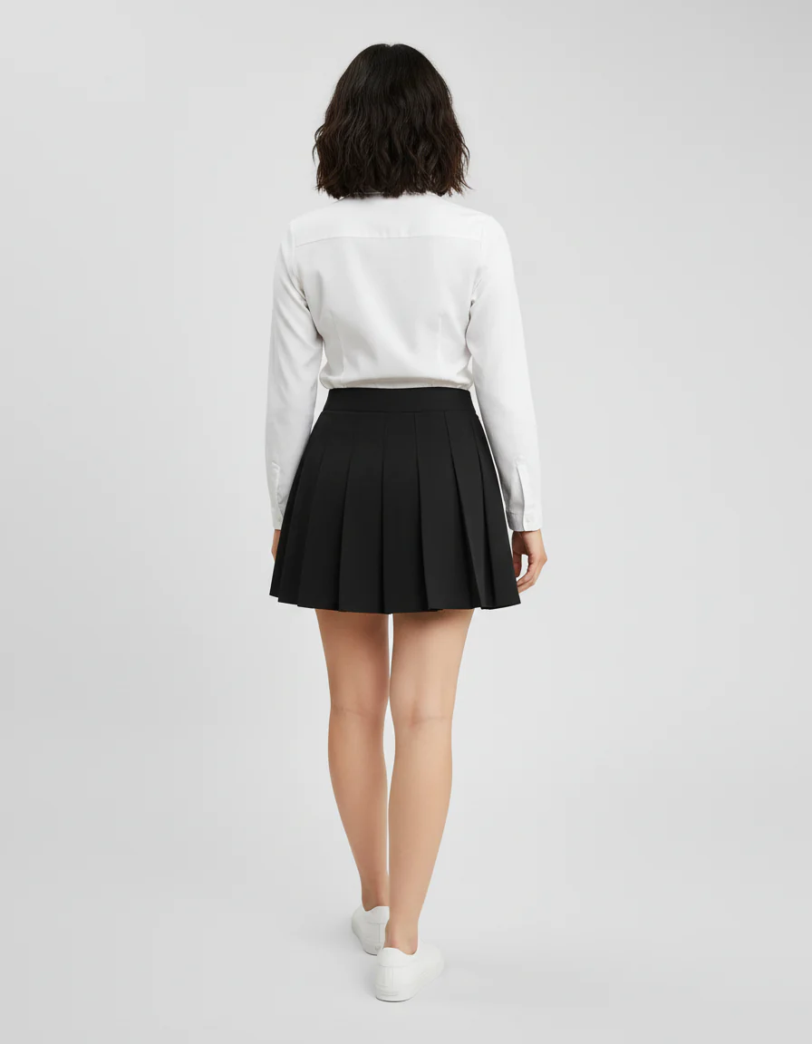 Jupe Plissée Noire Mini Chic quotidienne – Image 2