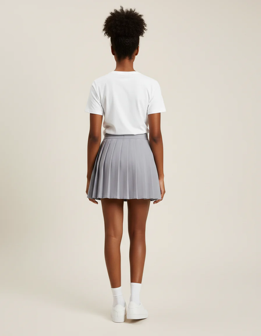 Jupe Plissée grise mini chic urbaine – Image 2