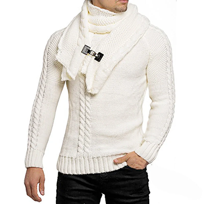 Knitted Sweater Homme | Pull Tricoté avec Écharpe Chic – Image 5