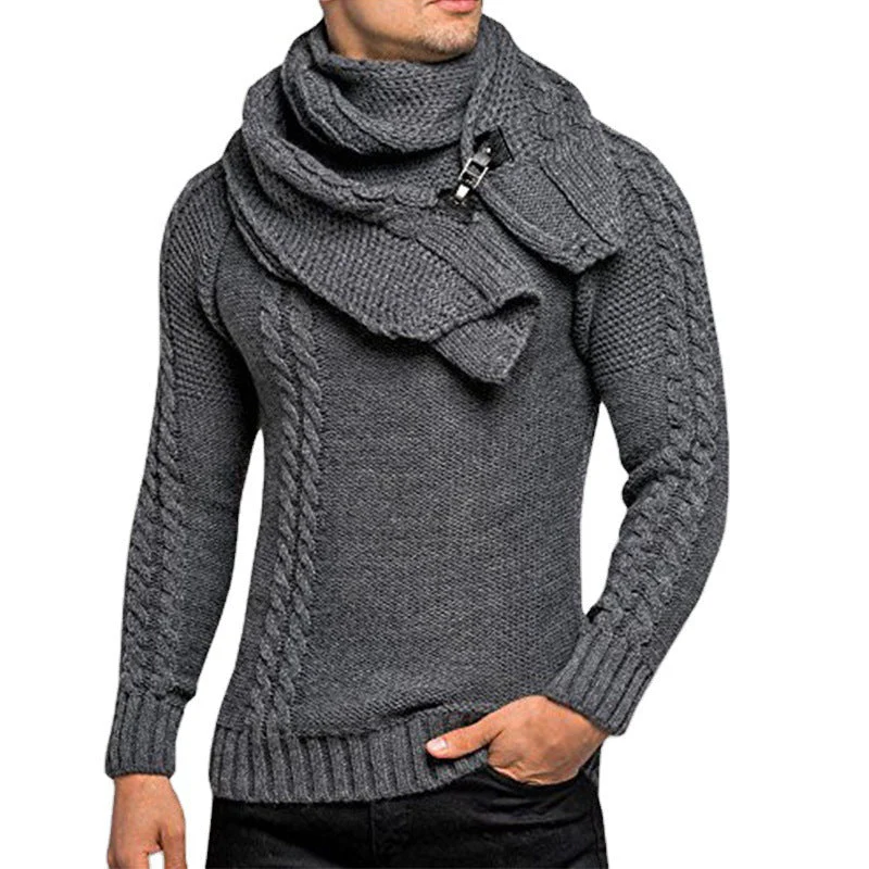 Knitted Sweater Homme | Pull Tricoté avec Écharpe Chic – Image 8