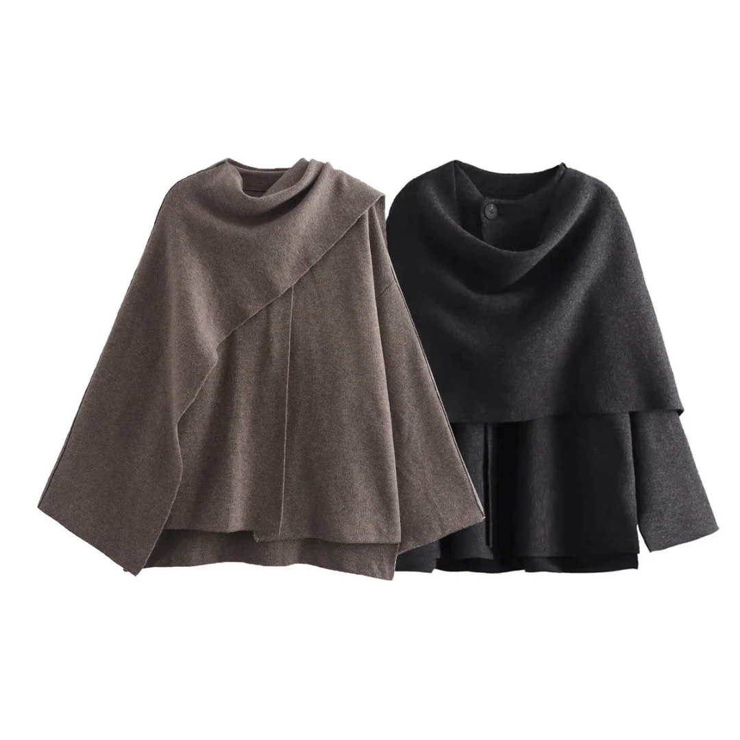 Zéphyrine | Poncho Femme Asymétrique en Laine, Élégant et Chaud pour l’Hiver – Image 8
