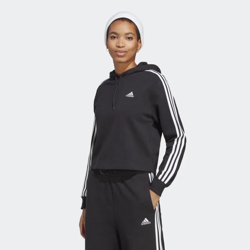 ADIDAS-F-CHANDAIL À CAPUCHE ESSENTIALS 3 STRIPES CROPPED HOODIE – Image 2