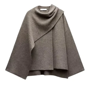 Zéphyrine | Poncho Femme Asymétrique en Laine, Élégant et Chaud pour l’Hiver