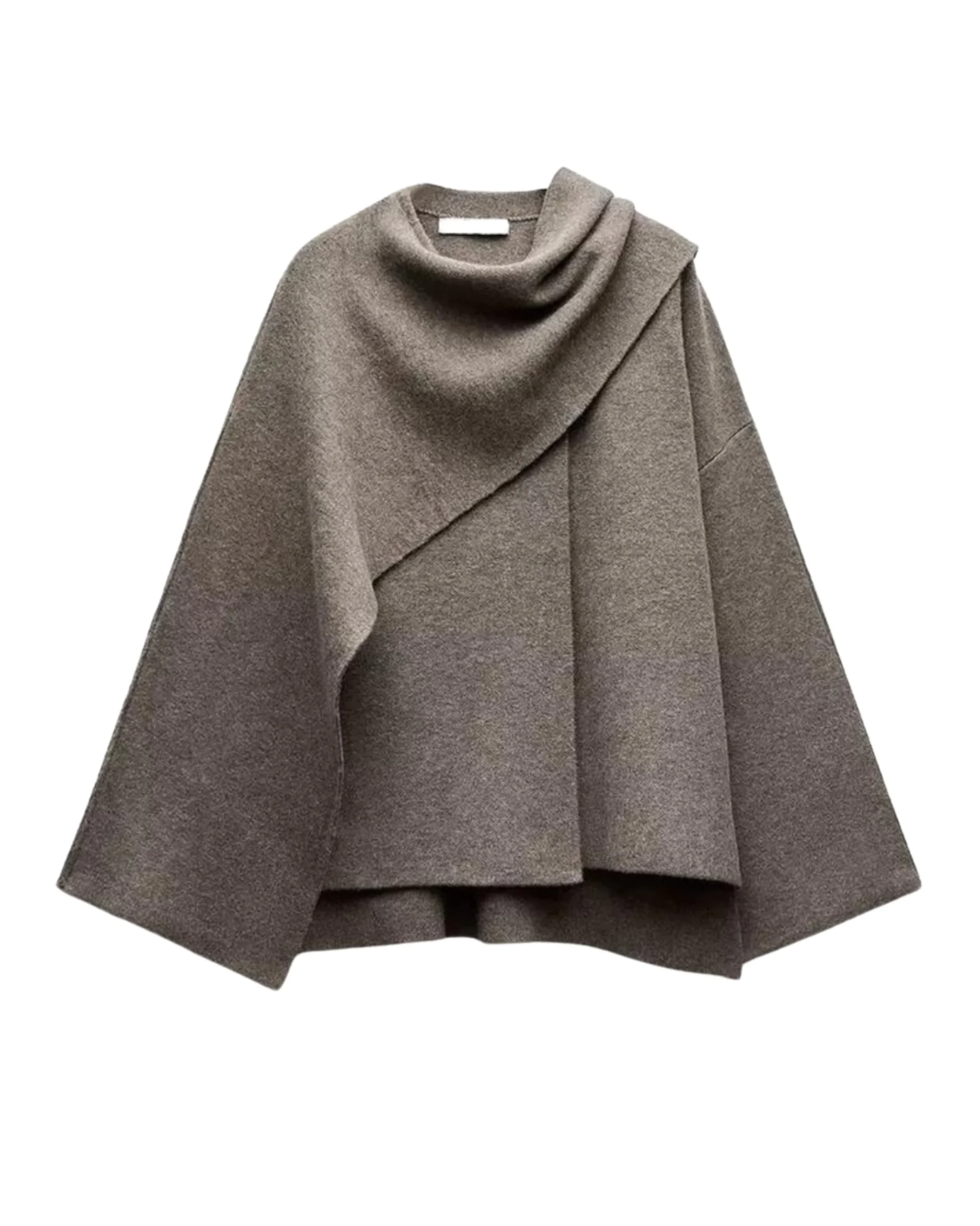 Zéphyrine | Poncho Femme Asymétrique en Laine, Élégant et Chaud pour l’Hiver