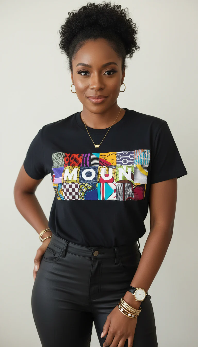 Le t-shirt MOUN ou FANM ou BOUG en wax – Image 2