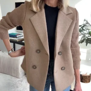 Gilet Blazer Femme en Maille avec Revers Classique – Élégant, Chic & Polyvalent