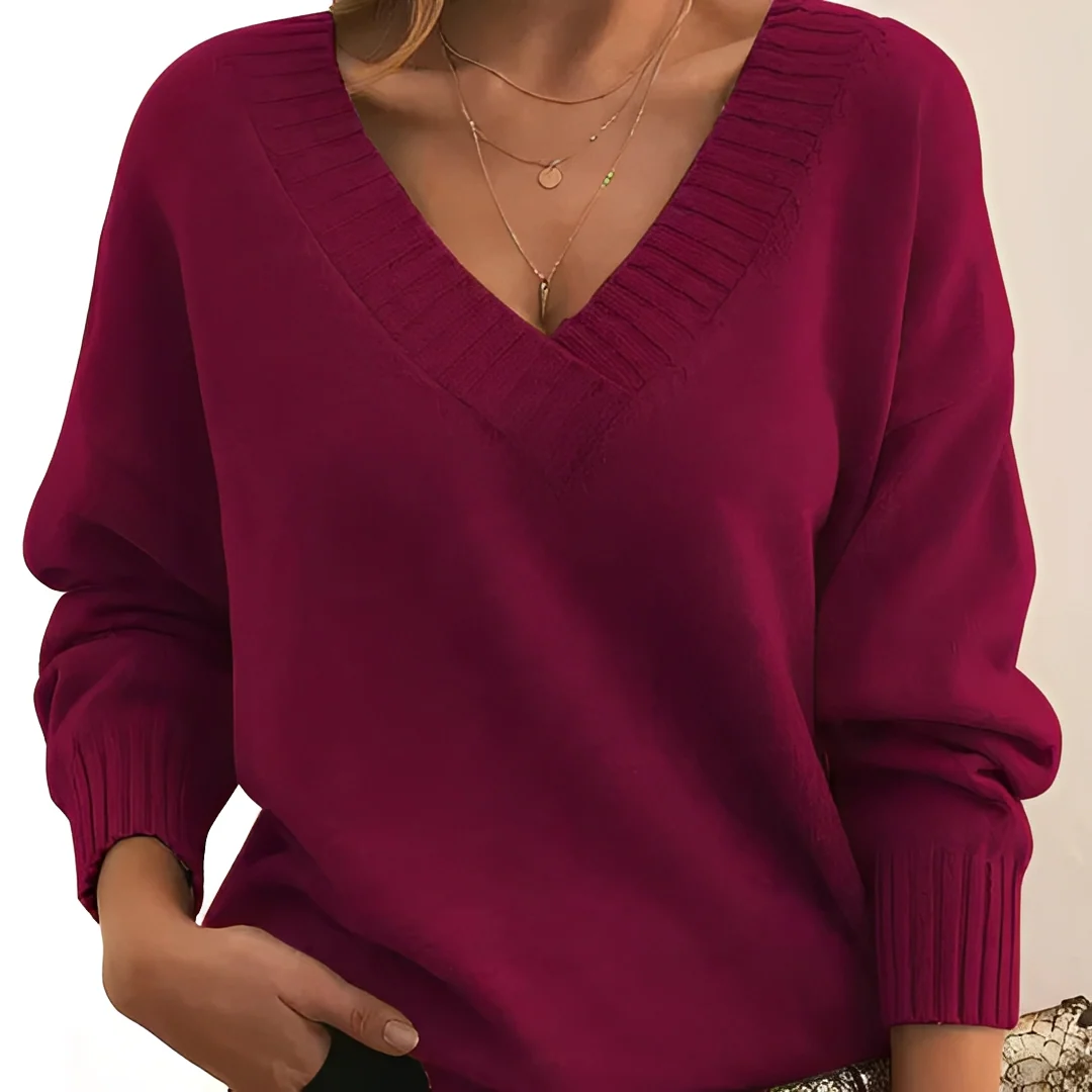 Pull à col en V confortable et chaud pour femme – Doux, Élégant & Polyvalent – Image 7