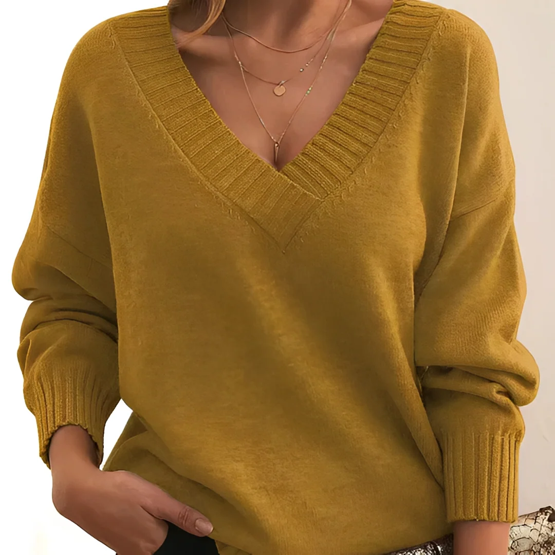 Pull à col en V confortable et chaud pour femme – Doux, Élégant & Polyvalent – Image 6
