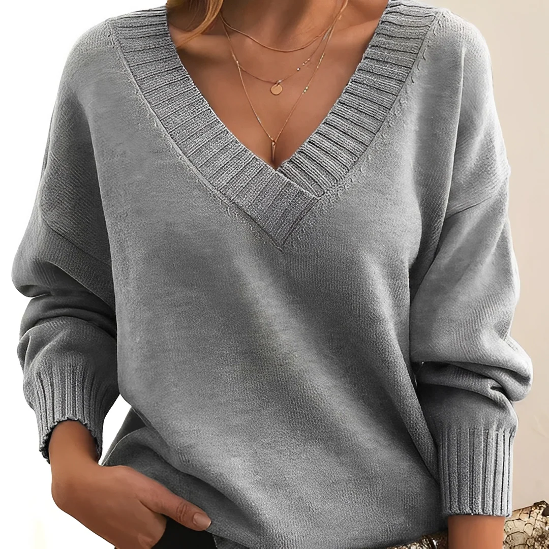 Pull à col en V confortable et chaud pour femme – Doux, Élégant & Polyvalent – Image 3