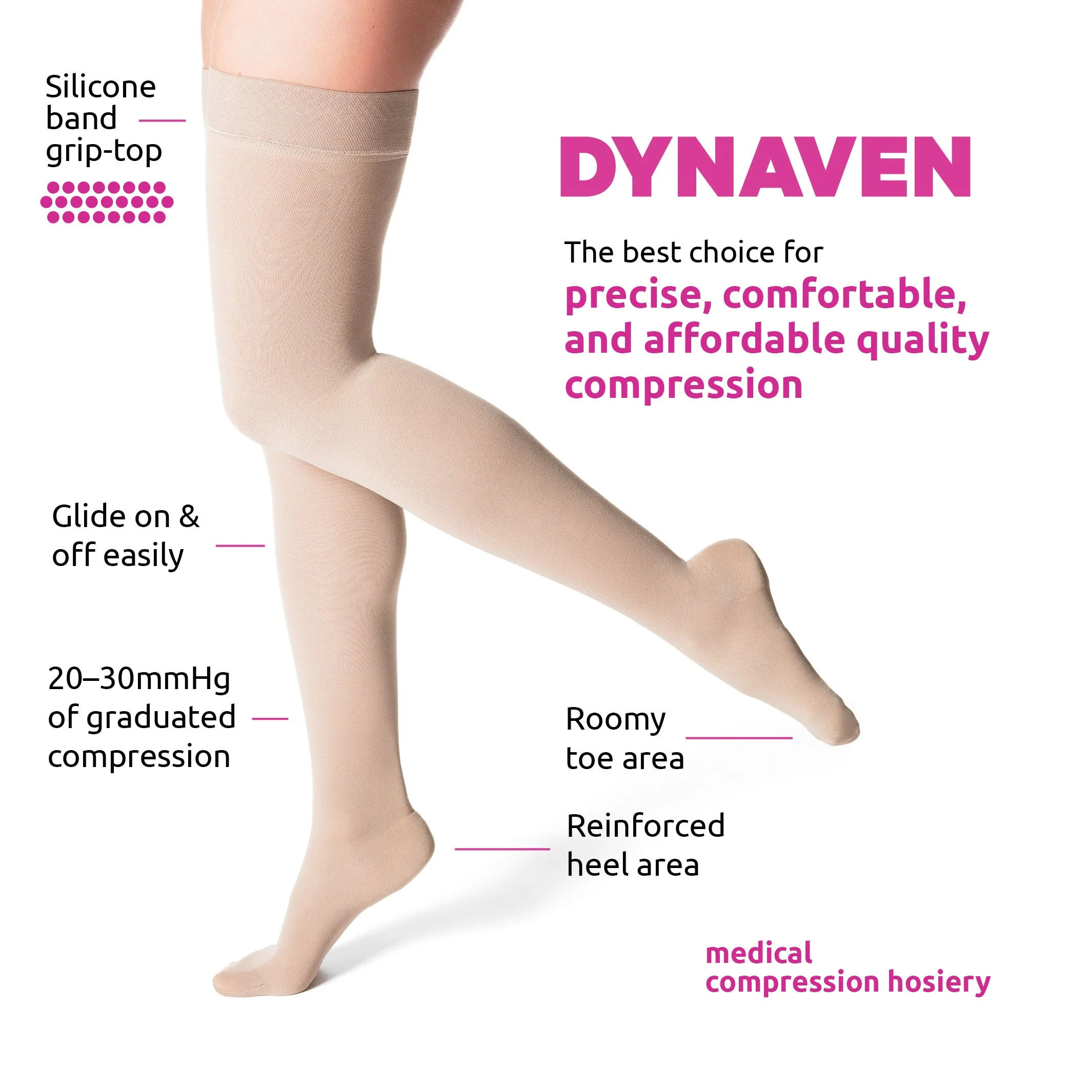 Dynaven Opaque Women's Thigh High 20-30 mmHg – Image 4