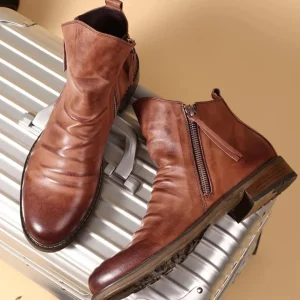 Bottines Homme Élégantes en Cuir avec Fermeture Éclair – Raffinées, Confortables & Polyvalentes