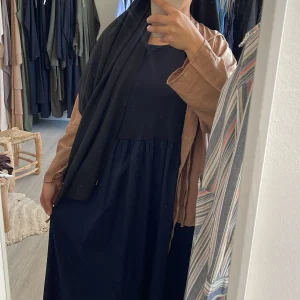 ROBE BI-MATIERE BLEUE MARINE