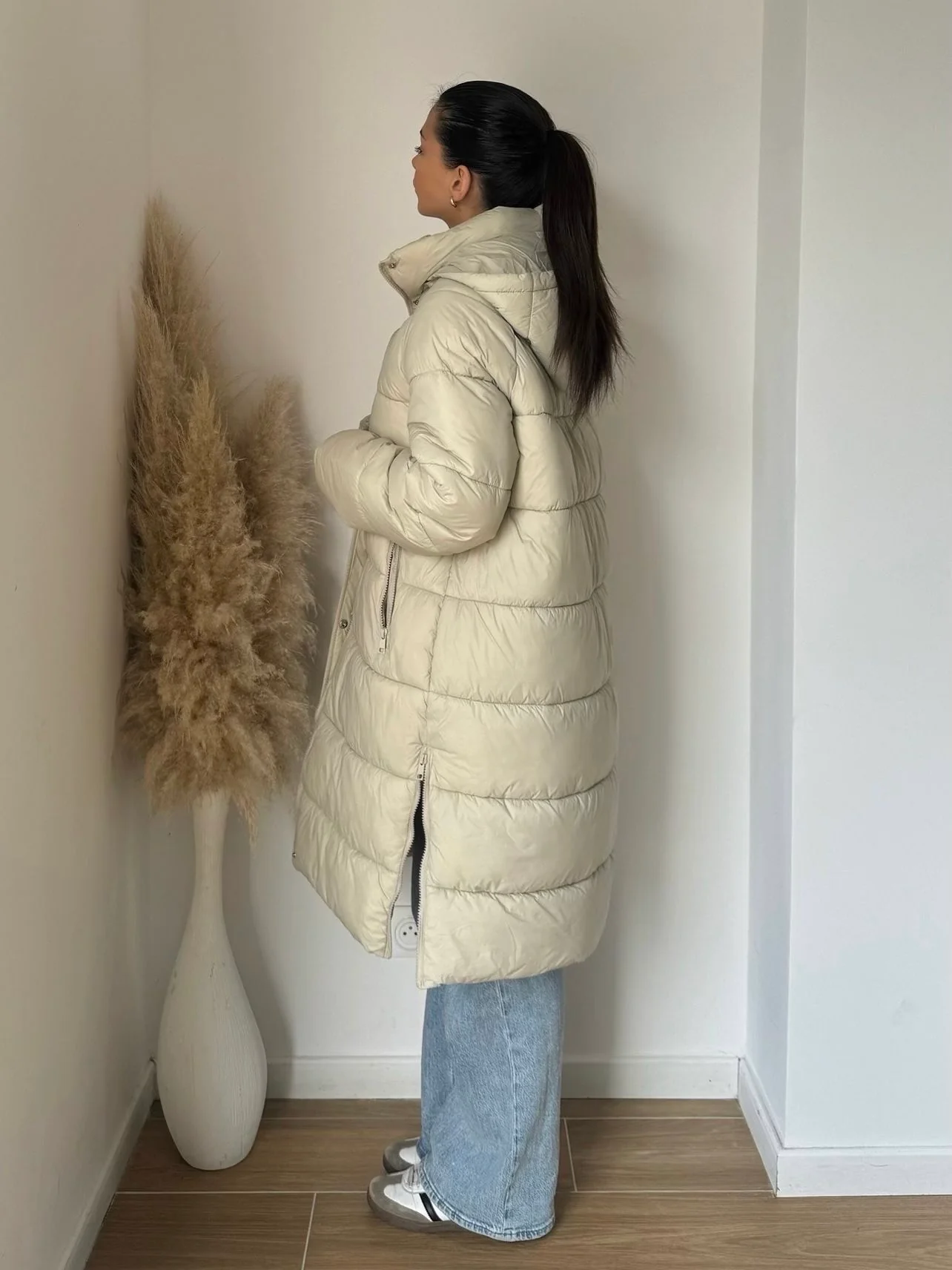 Doudoune oversize longue beige – tendance hiver – Image 3