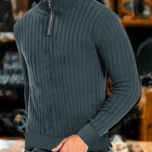 Darian | Pull Homme Col Zippé en Maille Côtelée Confortable et Moderne