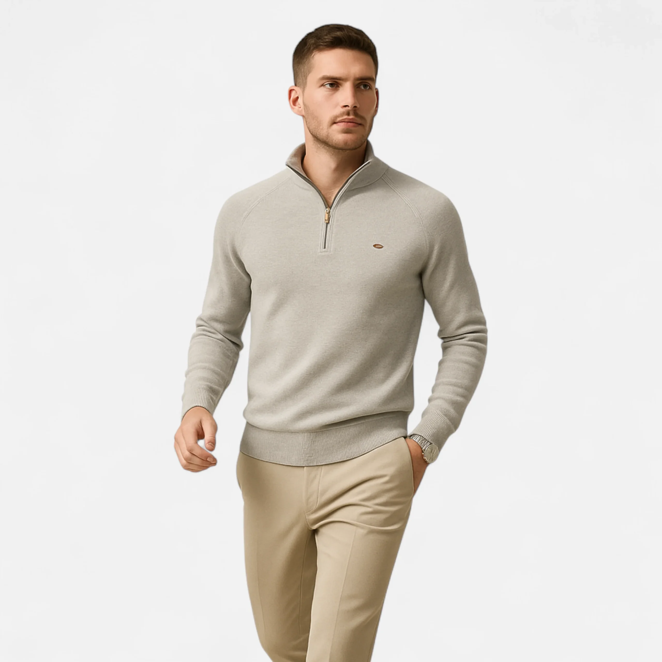 Calen | Pull Homme Col Montant Zippé en Coton Tricot Raffiné – Image 2