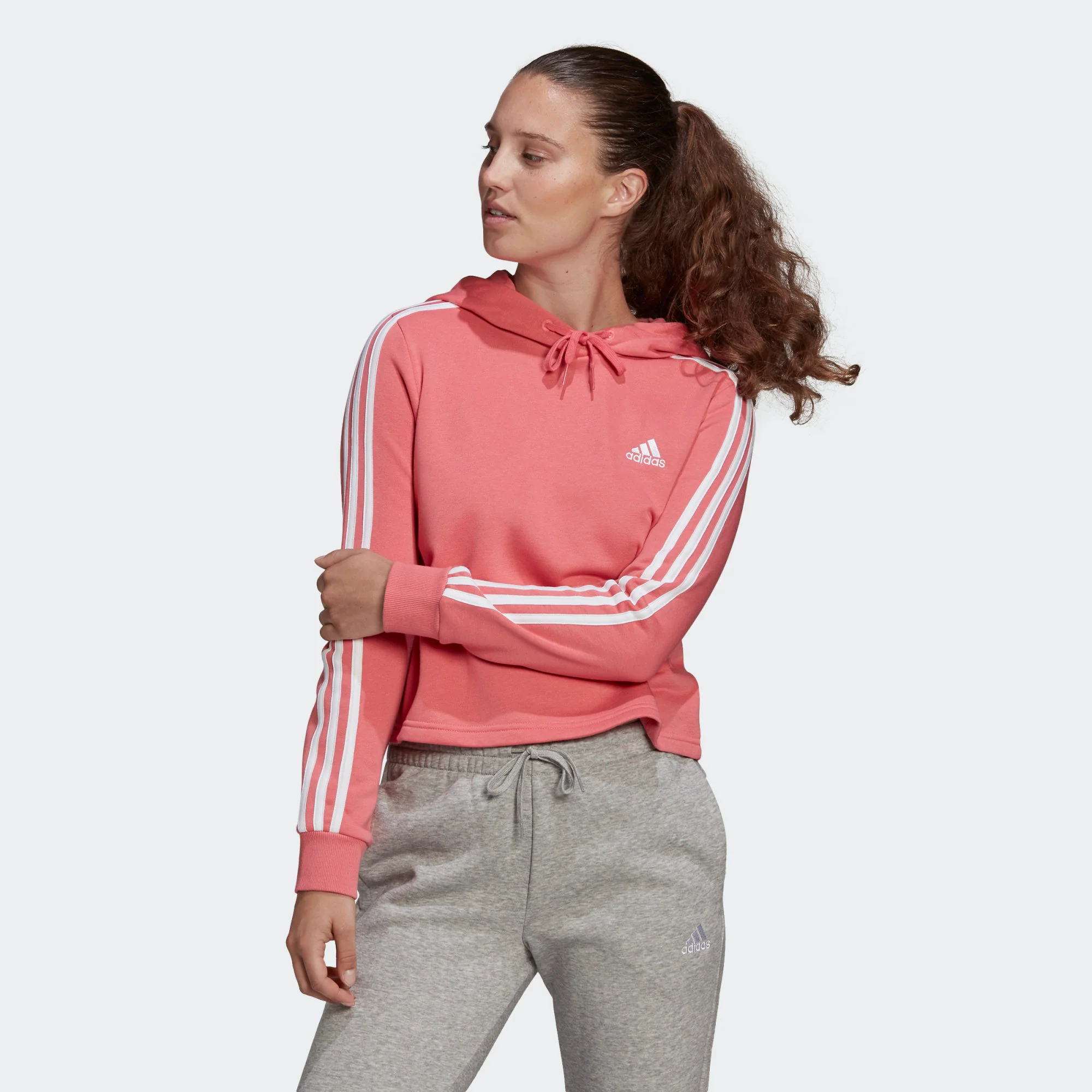 ADIDAS-F-CHANDAIL À CAPUCHE ESSENTIALS 3 STRIPES CROPPED HOODIE – Image 6