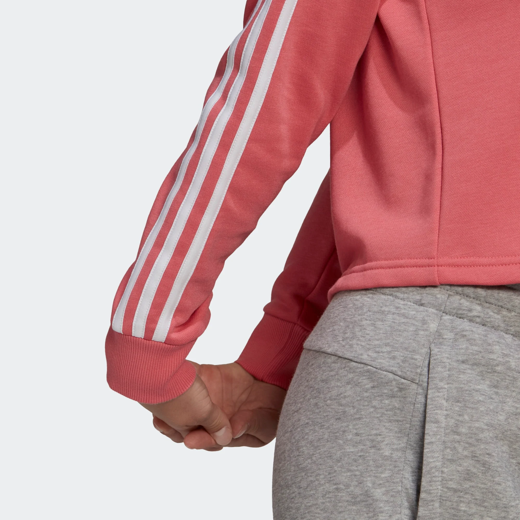ADIDAS-F-CHANDAIL À CAPUCHE ESSENTIALS 3 STRIPES CROPPED HOODIE – Image 9