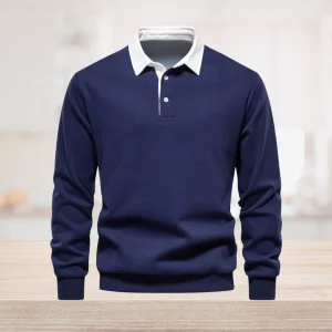 Malachi | Polo Homme Manches Longues | Chemise Polo Col Classique Boutonné Élégant