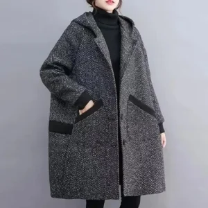 Yaraj | Manteau Vintage Chaud et Ample à Capuche pour Femme