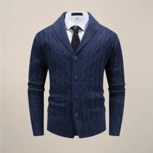 Adam | Cardigan Homme Col Châle | Pull Tricot Épais pour Style Smart Casual et Hiver