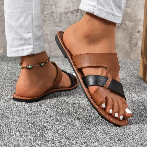 Sandales plates bicouleur - légères et décontactés