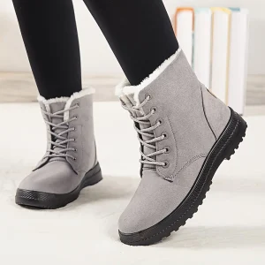 Aurivine | Bottes Hiver Femme à Lacets avec Doublure Chaude & Semelle Plate Confort