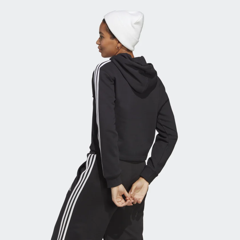 ADIDAS-F-CHANDAIL À CAPUCHE ESSENTIALS 3 STRIPES CROPPED HOODIE – Image 3