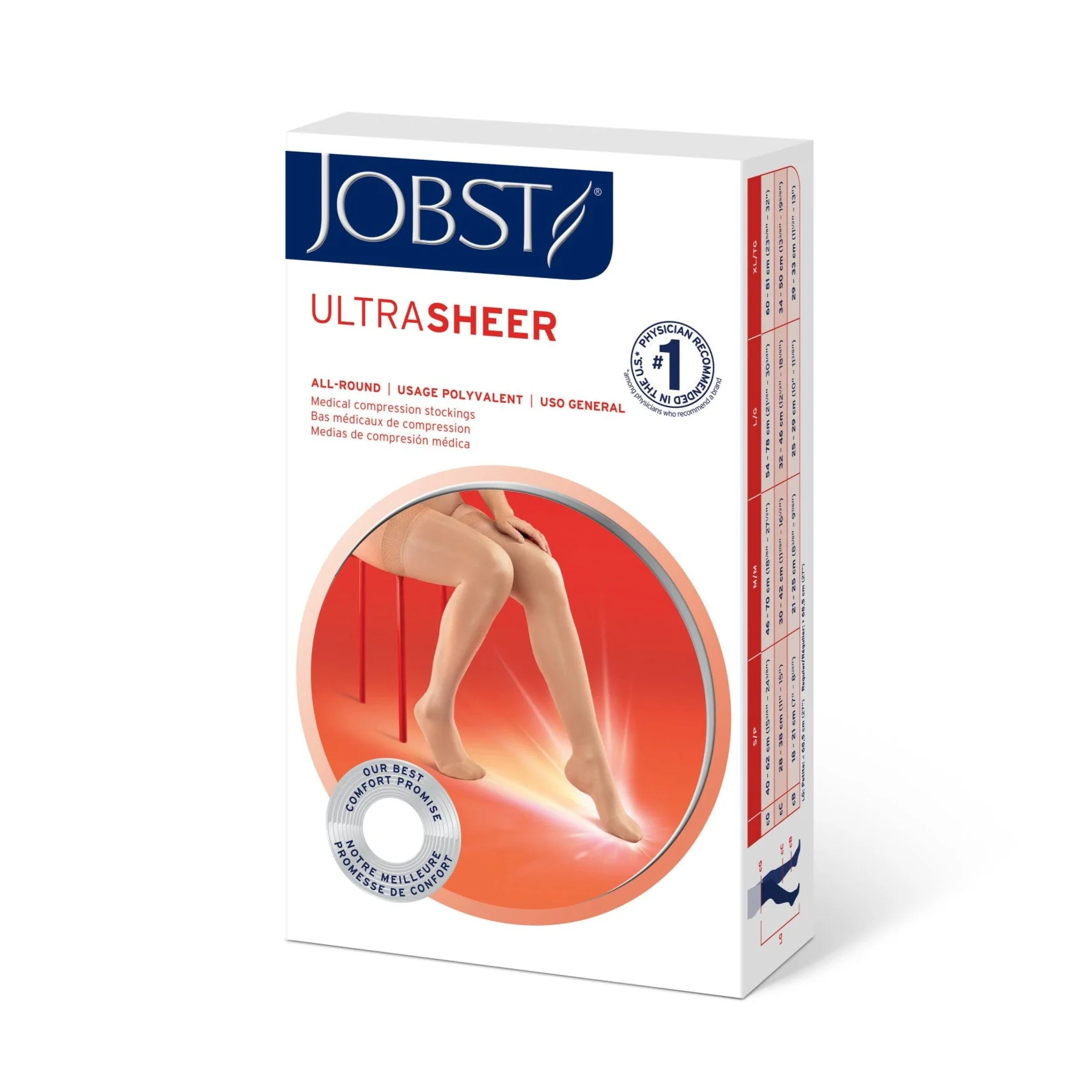 JOBST® UltraSheer Women's Thigh High 15-20 mmHg w/ Silicone Dot Top Band, Open Toe – Image 3