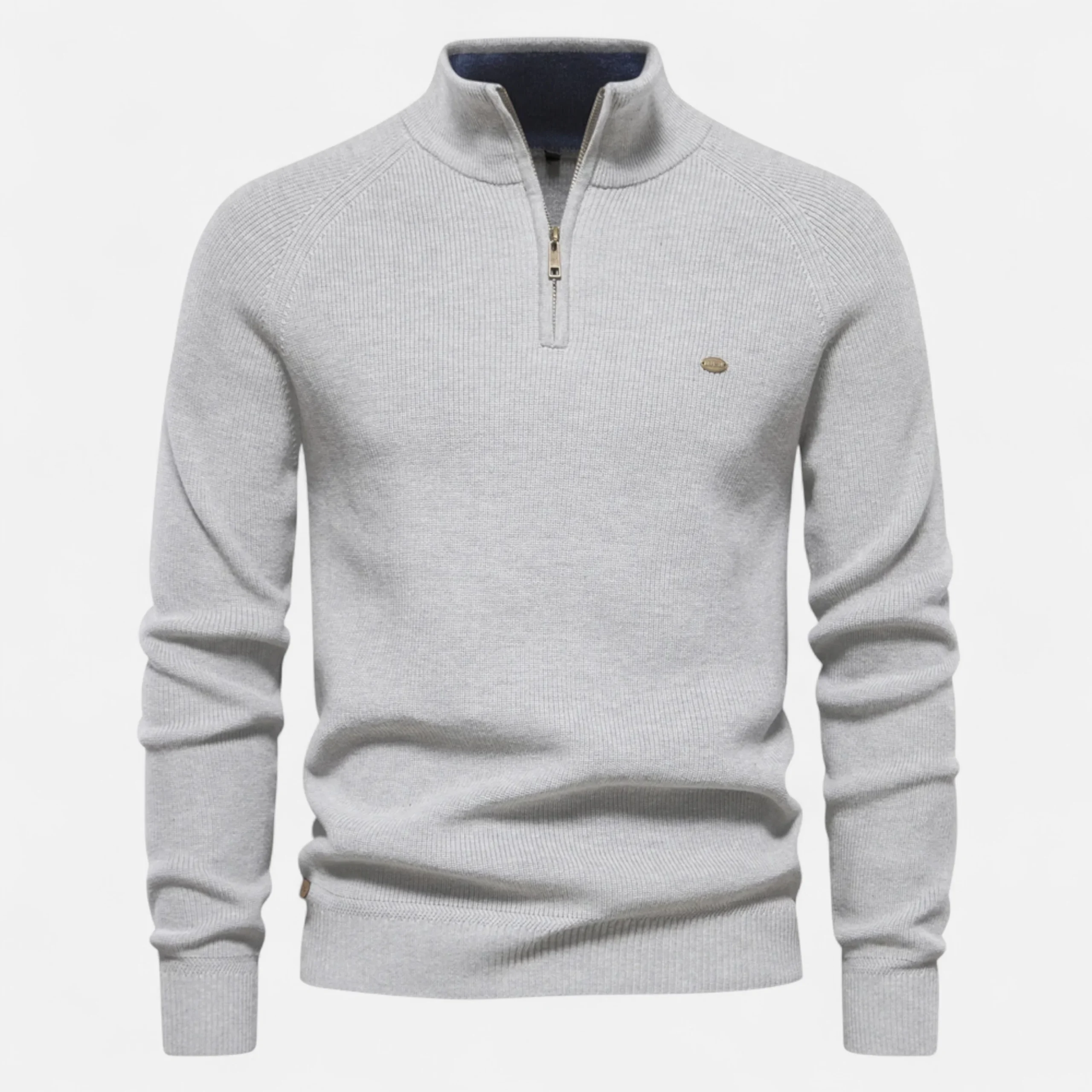 Calen | Pull Homme Col Montant Zippé en Coton Tricot Raffiné